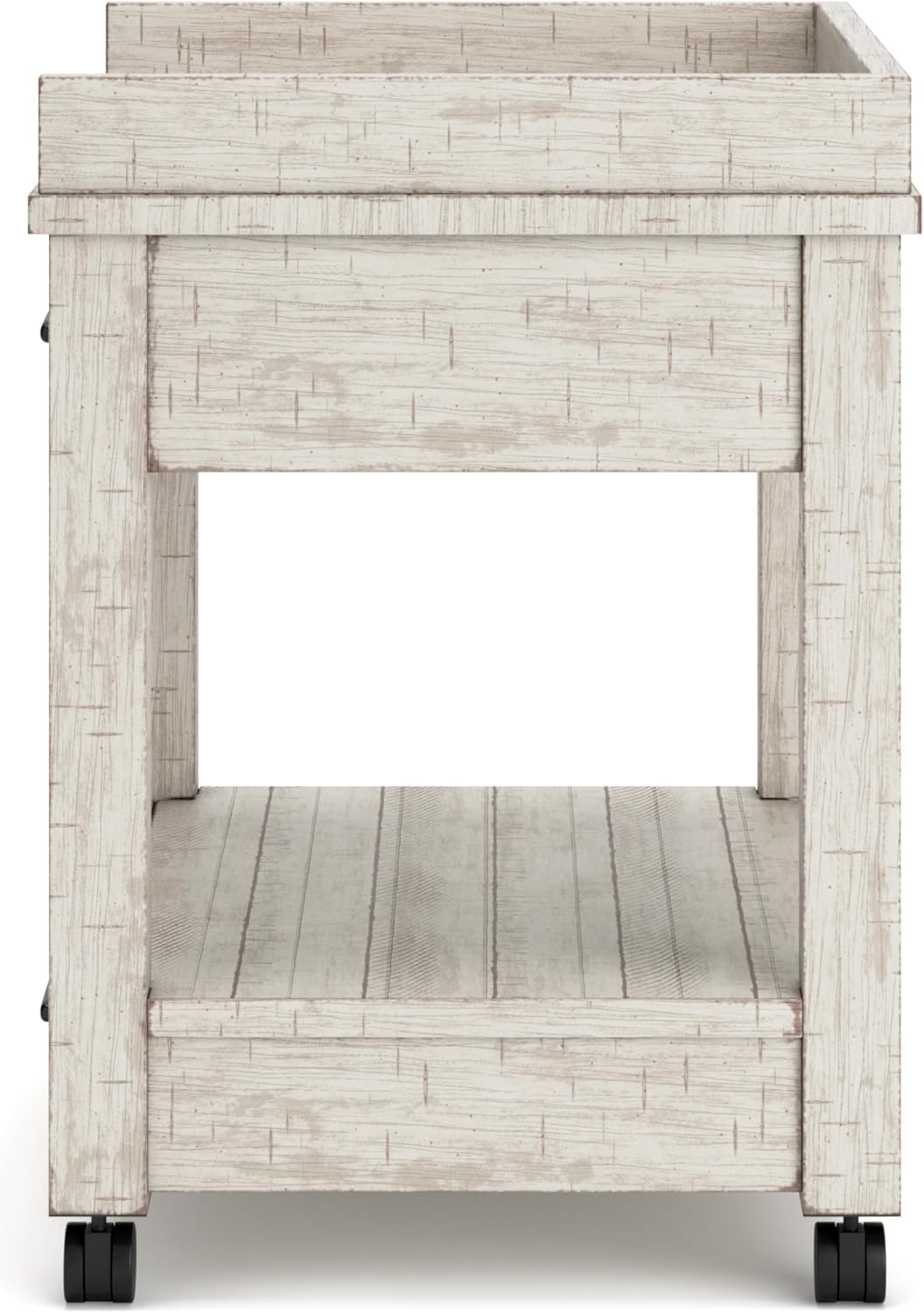 Signature Design by Ashley Carynhurst Rustic Farmhouse Printer Stand with Casters, Whitewash