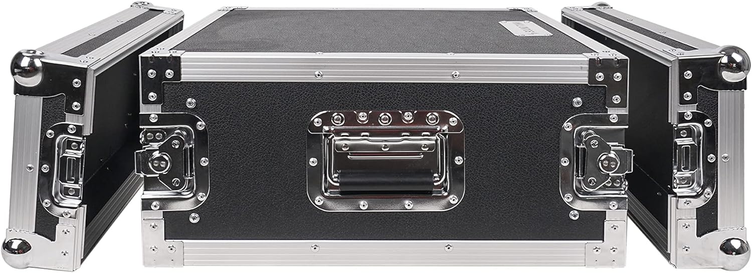 Sound Town 4U PA/DJ Rack/Road Case, 4-Space, with 21' Rackable Depth, Plywood, Metal Ball Corners, Pro Tour Grade Flight Case (STRC-4U)