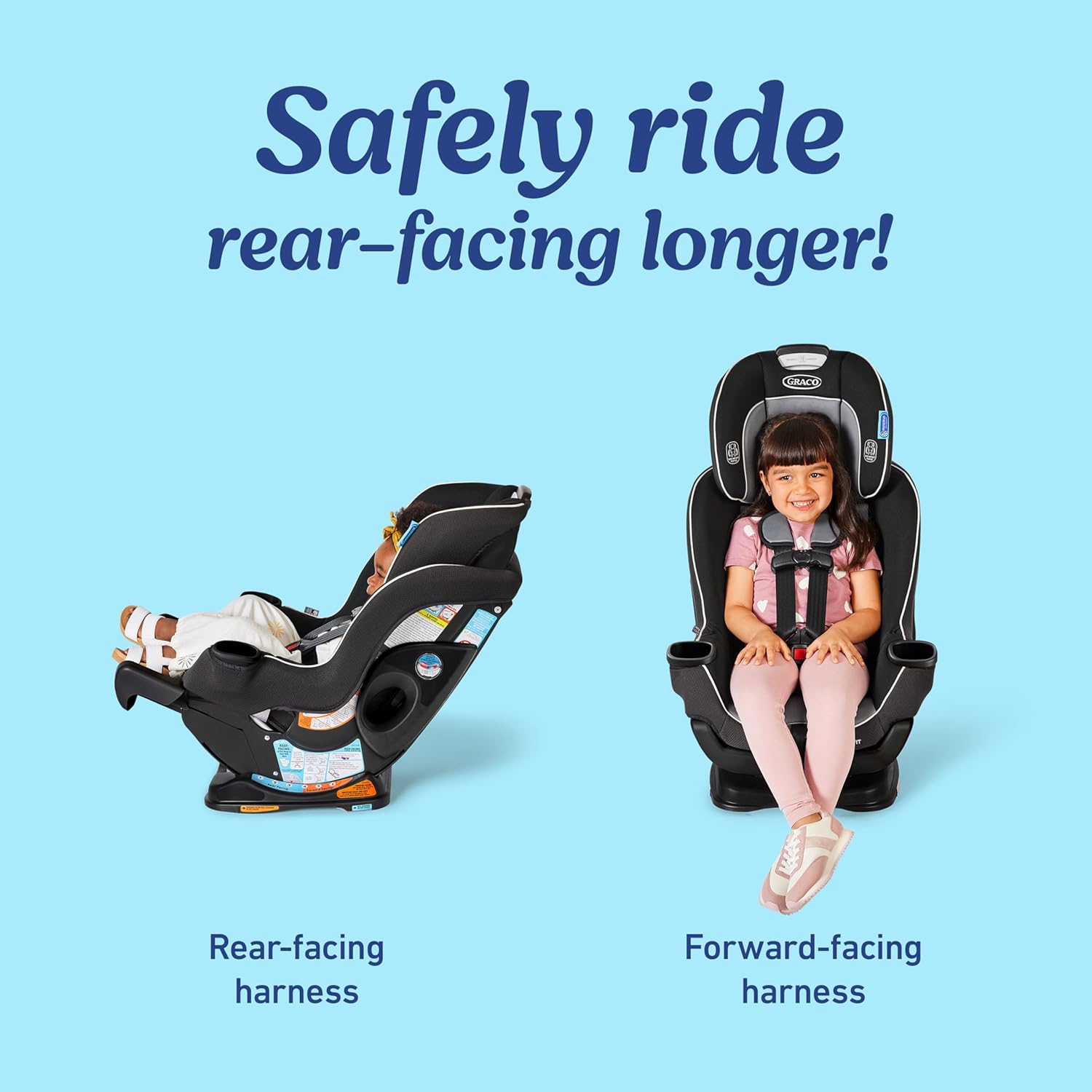 Graco Extend2Fit Convertible Car Seat, Rear and Forward Facing Car Seat with Adjustable Extension Panel for Extra Legroom, Great Gift for Baby Shower or Baby Registry, Gotham