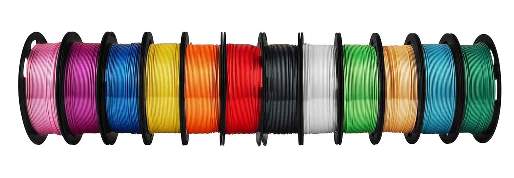 MIKA3D 12 in 1 Bright Shine 3D Printer Silk PLA Filament Bundle, Most Popular Colors Pack, 1.75mm 500g per Spool, 12 Spools Pack, Total 6kgs Material with One Bottle of 3D Printer Stick