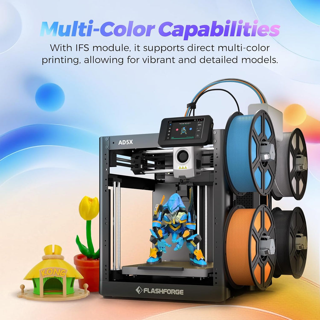 Flashforge AD5X 3D Printer with Extra 1KG HS PLA Light Brown Filament