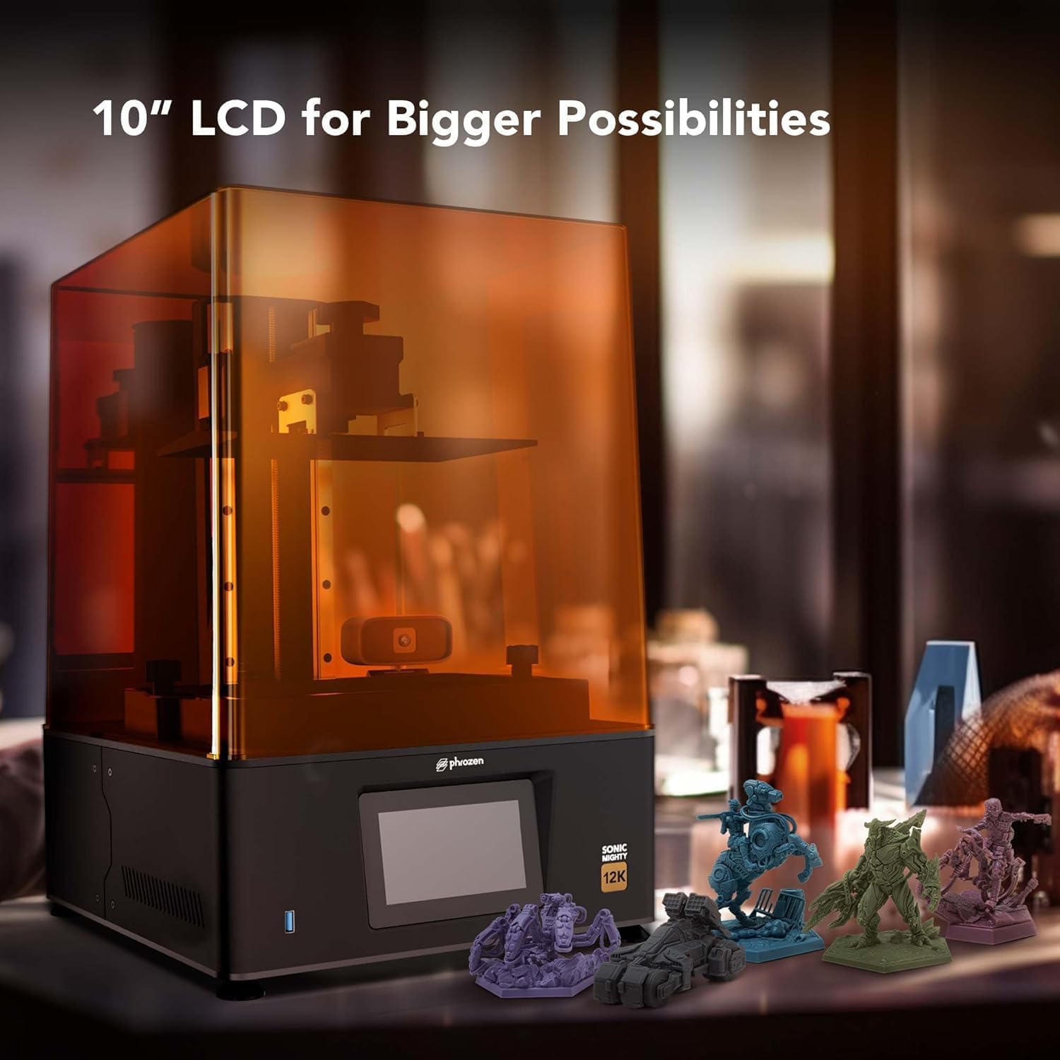 phrozen Sonic Mighty 12K LCD Resin 3D Printer, 10' Monochrome LCD, Tabletop 3D Resin Printer with 19*24µm XY Resolution, 8.6*4.8*9.3 Inch Printing Volume for Models, Miniatures and Action Figures