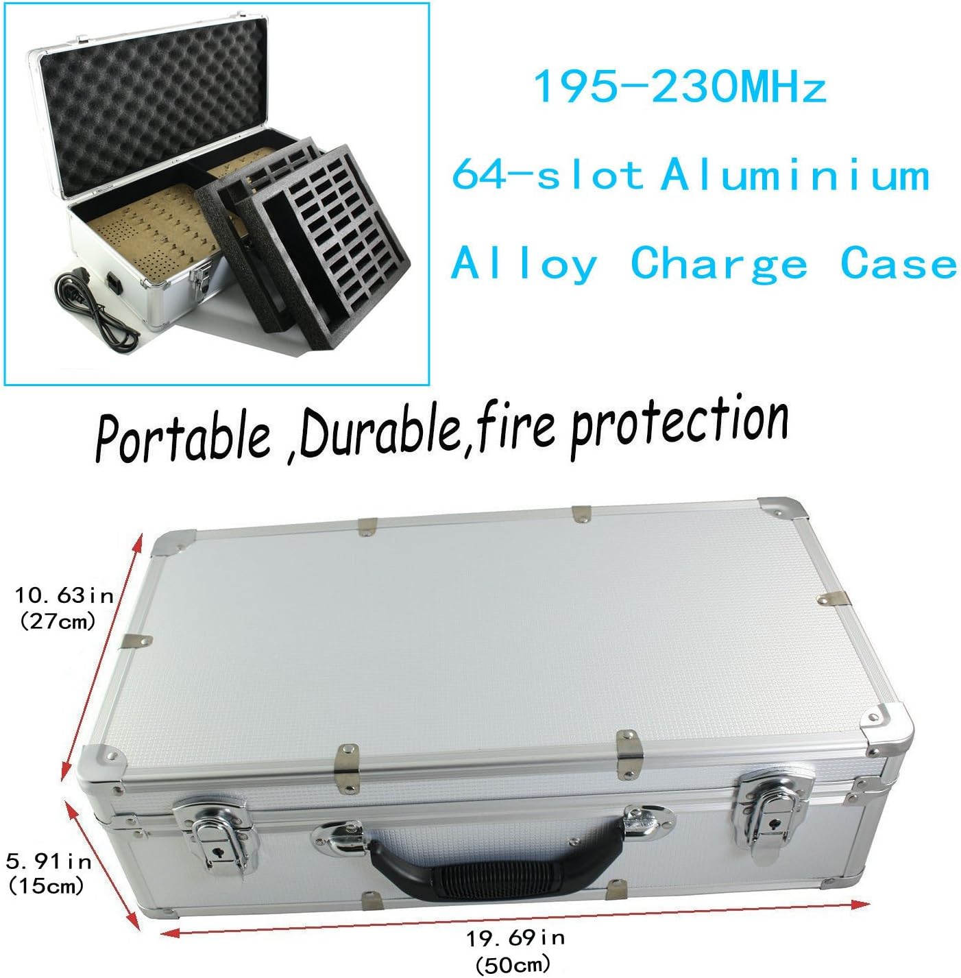 EXMAX Portable Interpreting Solutions ATG-100T 195MHz for Court Interpreters for Courthouses, Churches, International Conference(4 Transmitters and 60 Receivers + Aluminium Alloy Charge Case)