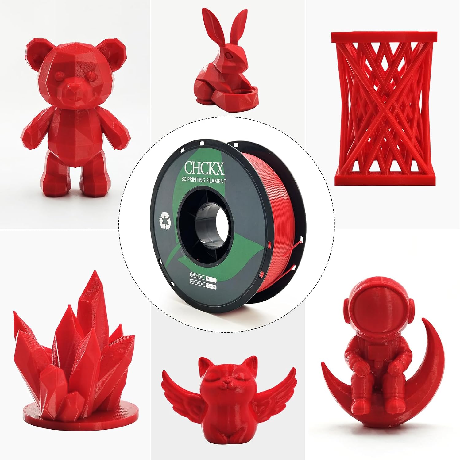 16Rolls PETG Filament Bundle Filament Bulk,1.75 mm Black+White+Grey+Red+Green+Blue+Purple+Skin+Silver+Yellow+Transparent+Coffee+Cherry Blossom Pink+Orange+Navy Gray+Grass Green.