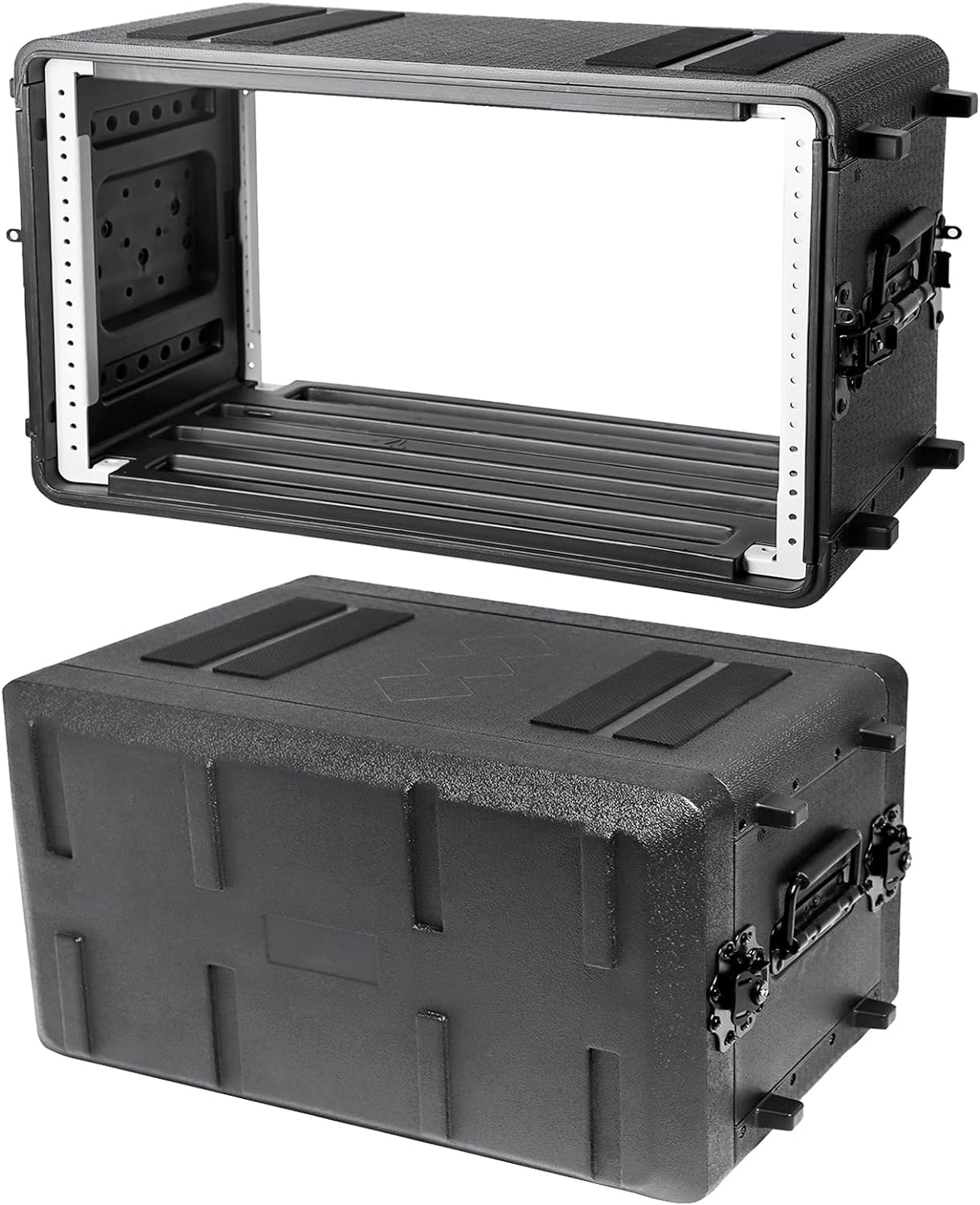 Diandian 6U Rack Case Shallow 11' Depth, 19' Rackmount Flight Case, Watertight Dust-Proof, Shock Mount for Amplifier, Pro Audio, DJ Mixer, Effects with Microphone Compartments