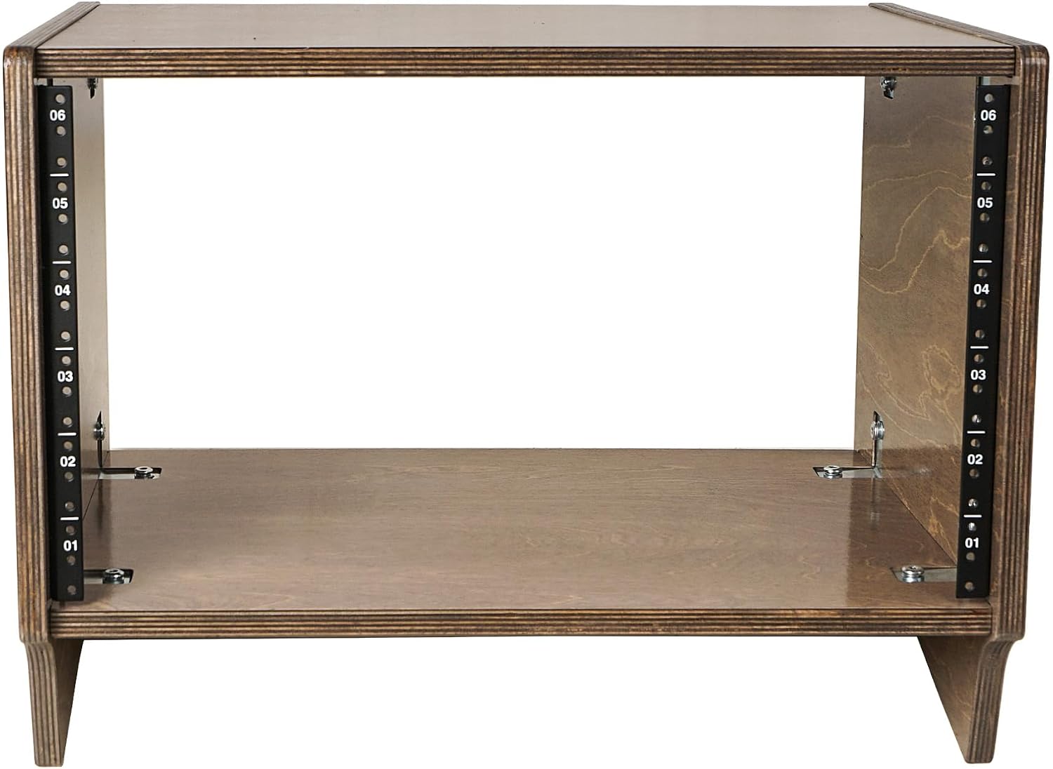 Sound Town DIY 6U Angled Desktop Turret Studio Rack with Solid Baltic Birch Plywood, Weathered Brown, Assembly Required (SDRK-Y6SLB)