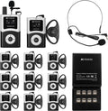 Retekess T130U(4nd Gen T130) Audio Tour Guide System, Tour Guide Headsets for Both Ear, 200m, 16 USB Charging Ports, Easy Operation, Translation System for Factory, School(1 Transmitter 10 Receivers)