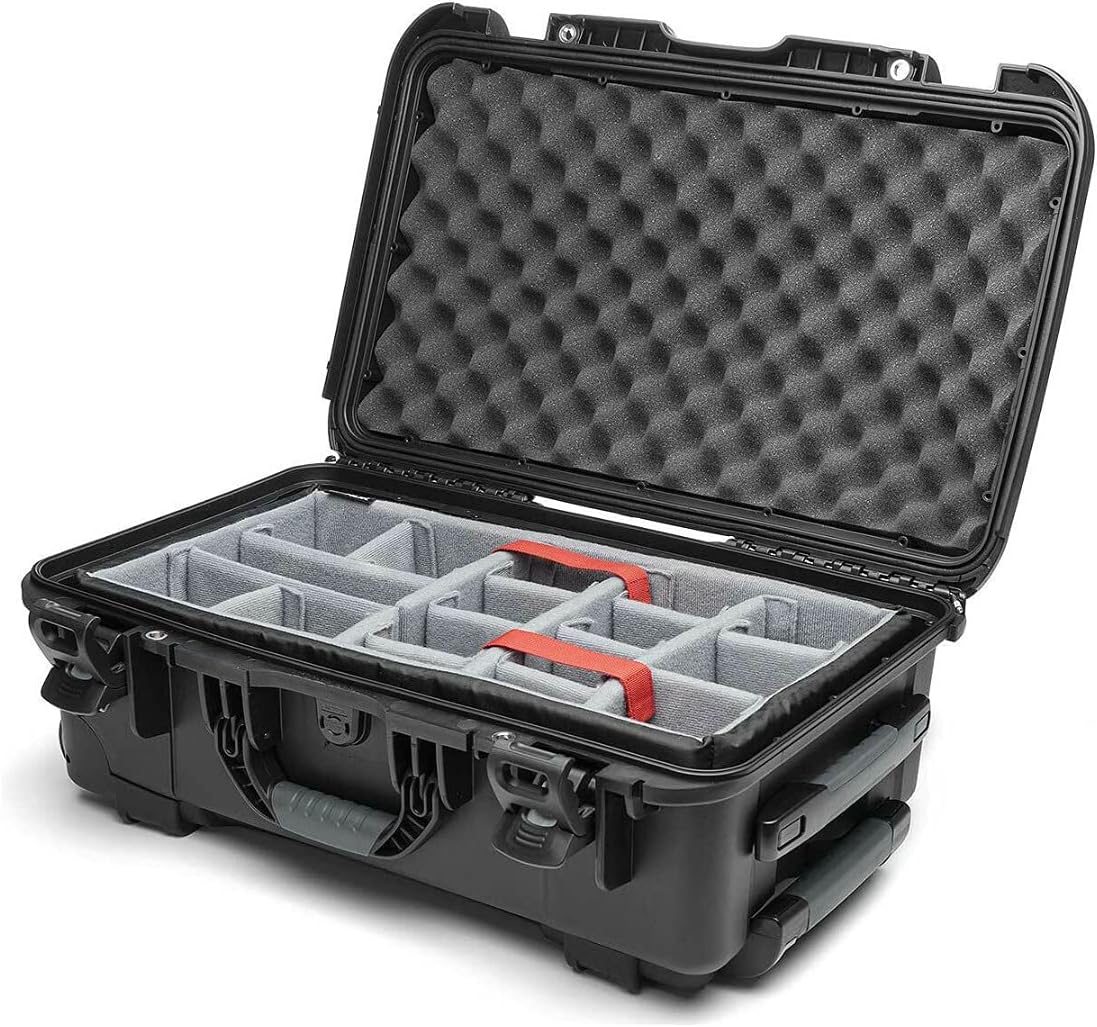 NANUK 935 Hard Case with Padded Divider – Waterproof Equipment Case with Wheels, 22' x 14' x 9' – Dustproof and Impact Resistant, Airline Carry-On Approved – Black