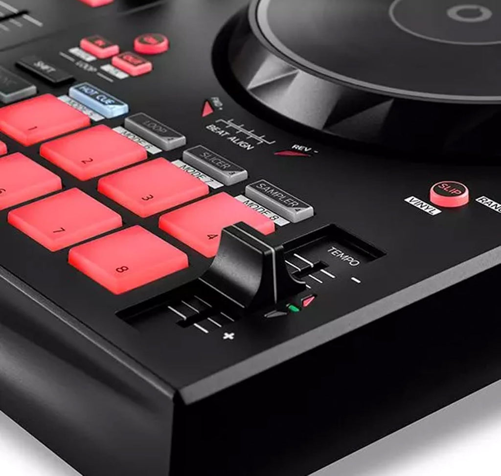 Hercules DJControl Inpulse 300 MK2 2-Channel DJ Controller Bundle with Case, TRS-to-RCA Breakout Cable, and Austin Bazaar Polishing Cloth