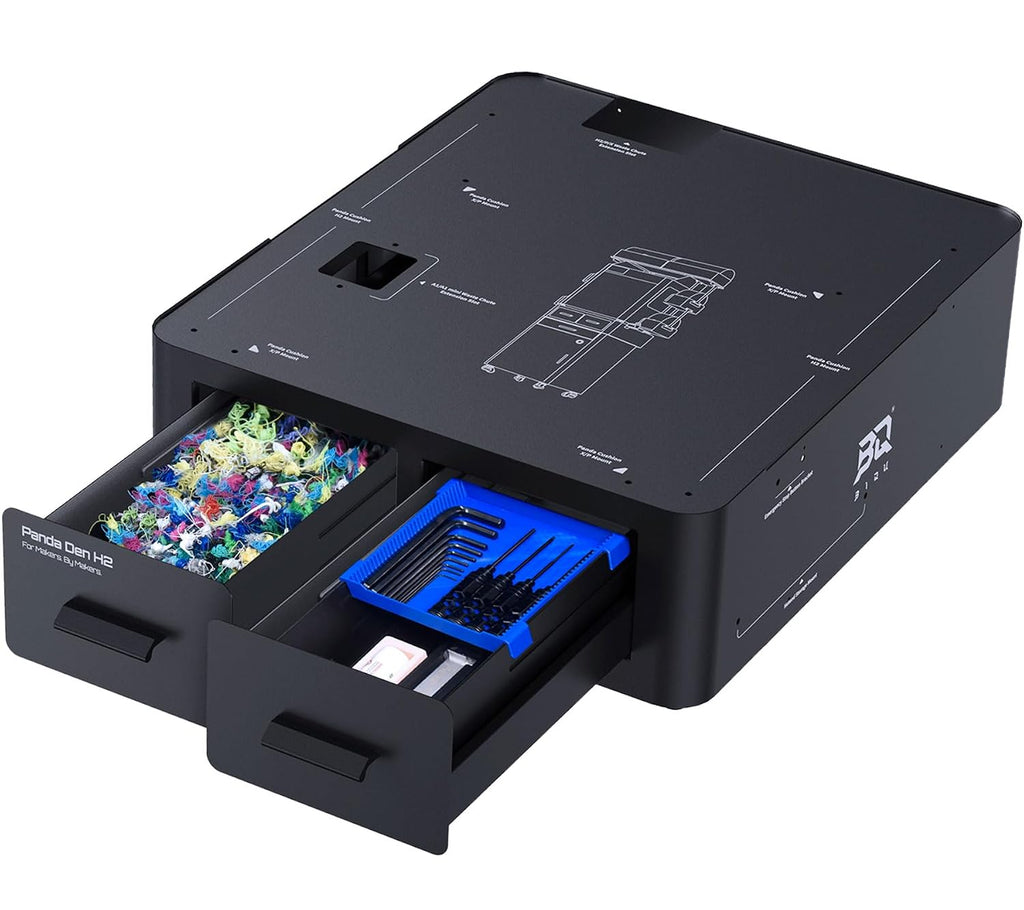 BIQU Panda Den H2 for Bambu-Lab H2D/H2S/H2C/X2D/P2S/P1S 3D Printers, Filament Waste Collection System for H2/P/X/A Series Printers, with Tool Storage Drawer, Custom Direct-Drop Poop Collecting Drawer