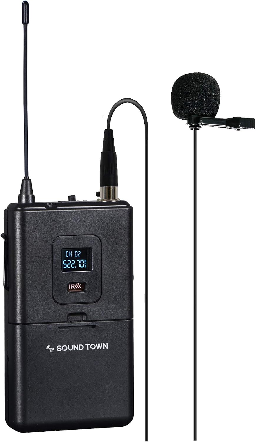 Sound Town 4 Channels Professional UHF Wireless Microphone System with Rack Mountable Metal Receiver and 4 Lavalier Mics with Bodypack Transmitters, for Church, School, Meeting, Party and Karaoke