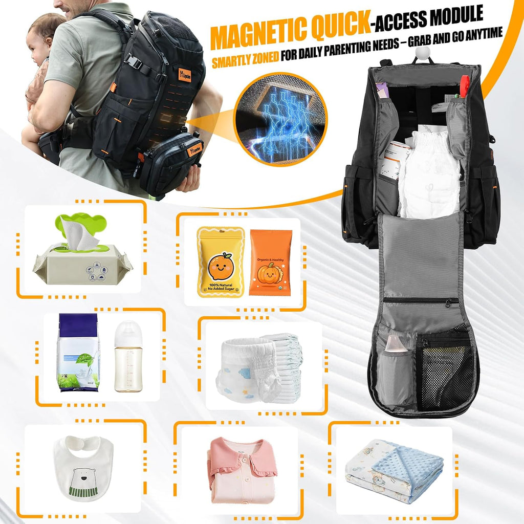 C1-All in 1 Modular Baby Backpack Carrier, Toddler Hiking Backpack with Convertible Baby Carrier & Hip Seat & Chest Bag, Easy to Wear & Switch, 500D Tactical Fabric Carrier for Hiking