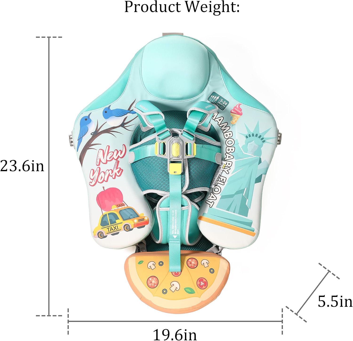 Mambobaby Float Deluxe Baby Pool Float: Safe & Comfortable Swim Trainer for Infants & Toddlers, Non-Inflatable Design, UV Protection Canopy, Fun Water Experience for Ages 3-24 Months