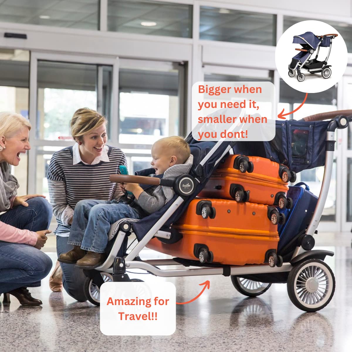 Austlen Entourage 2.0 Sit and Stand Stroller in Black (Also Available in Navy)