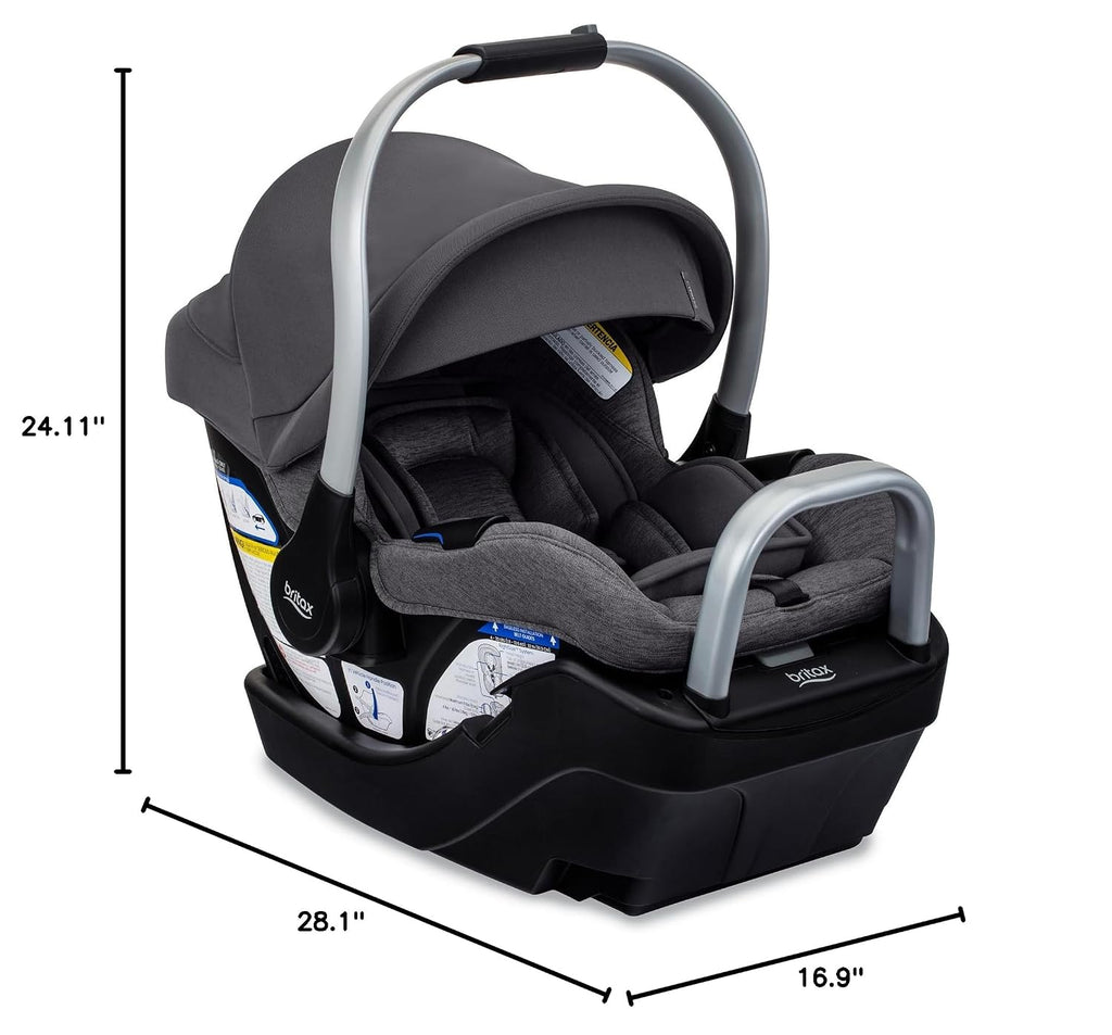 Britax Cypress Infant Car Seat, Rear Facing Car Seat with Alpine Base, ClickTight, Premium Fabrics, Ponte Stone