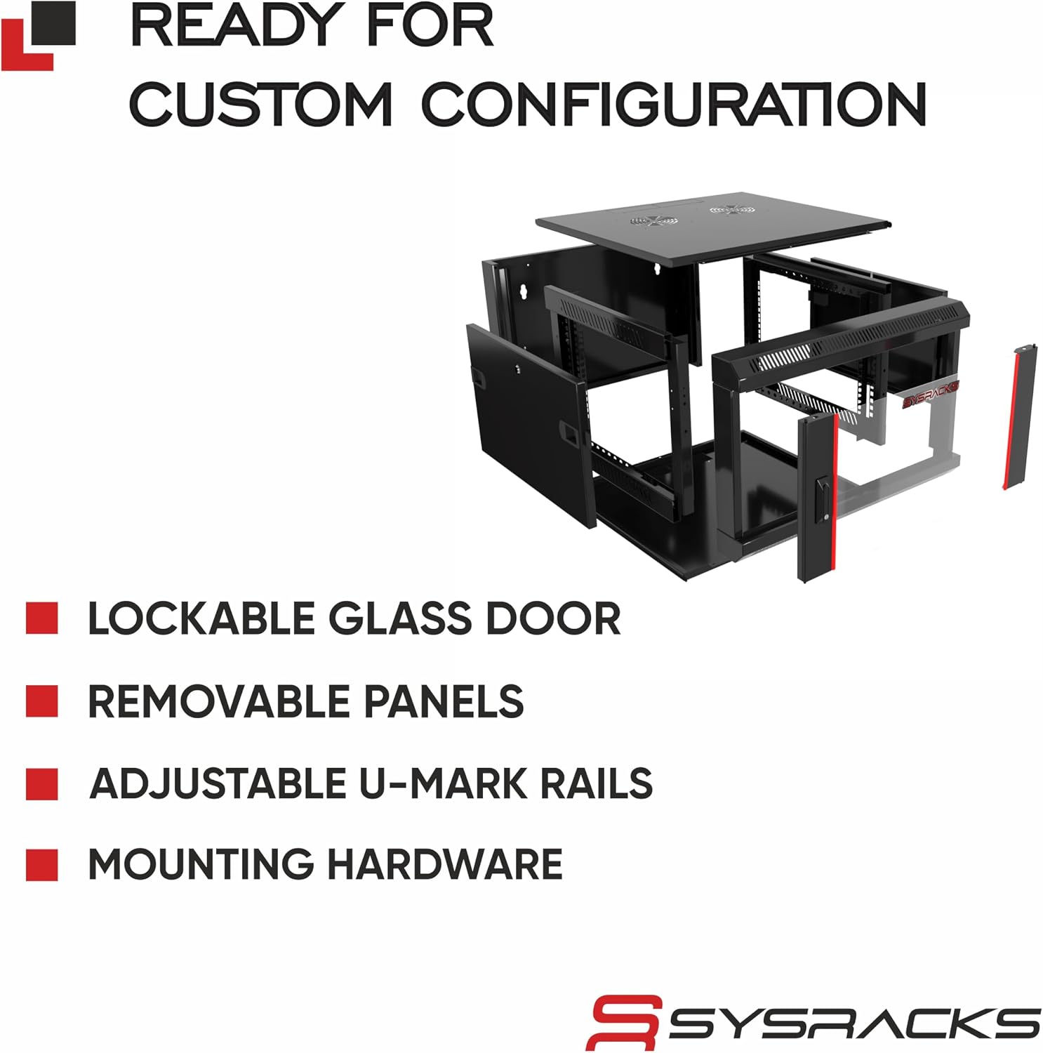 6U Wall Mount Network Cabinet, 18 Inch Deep Enclosed Server Rack with Locking Tempered Glass Door for Home Lab, Office IT & AV Equipment