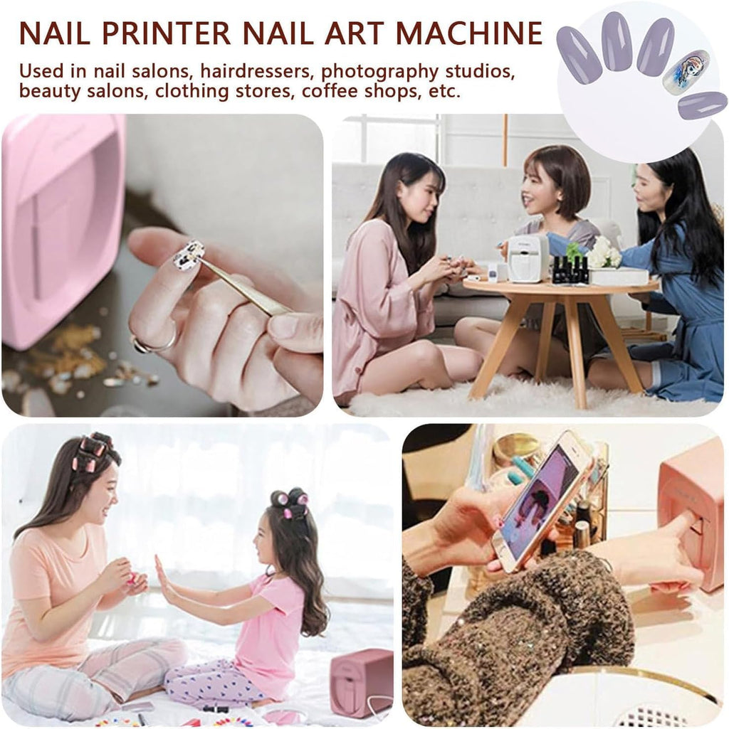 Intelligent 3D Nail Painting Machine, Digital Mobile Nail Art Printer, DIY Nail Printer Control Through Mobile App, Personalized Unique Nail Art, for Beauty & Personal Care for Girls' Home Nails,Roseg