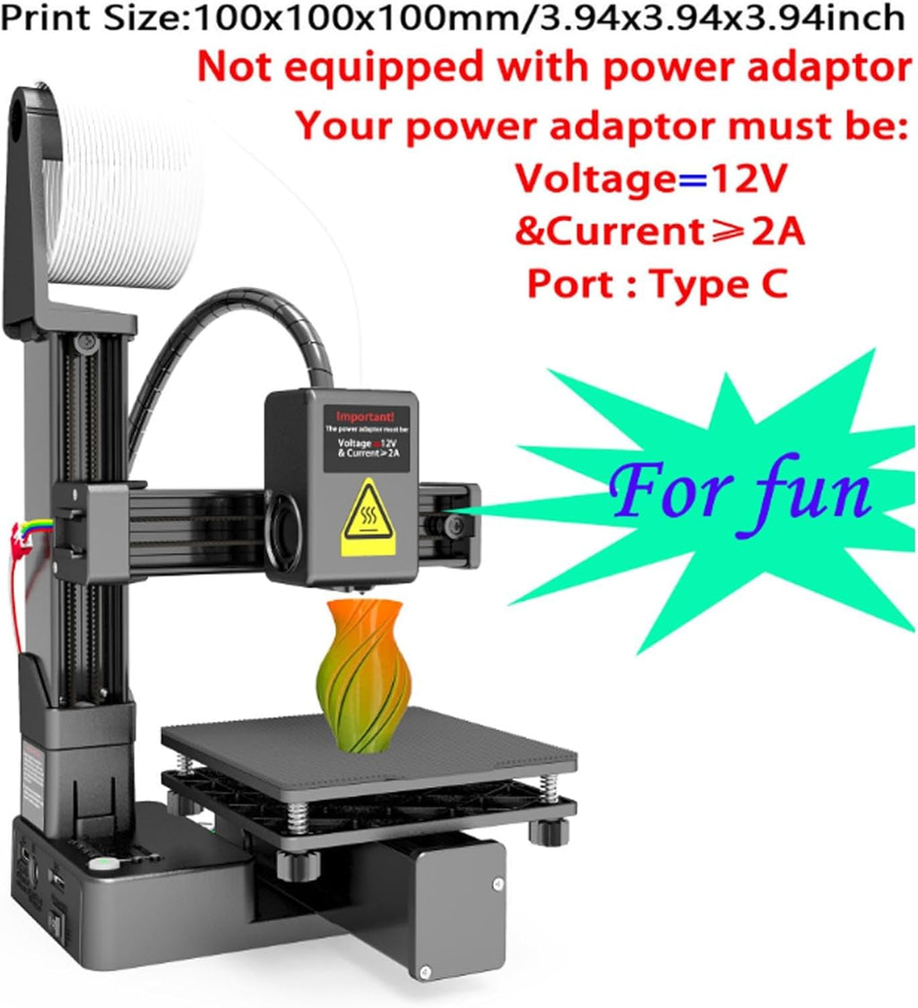 VBESTLIFE Mini 3D Printer, One Click 3D Printing Machine for Kids Beginners, Printing Size 100x100x100mm, Supports 1.75mm PLA TPU Filament (US Plug)