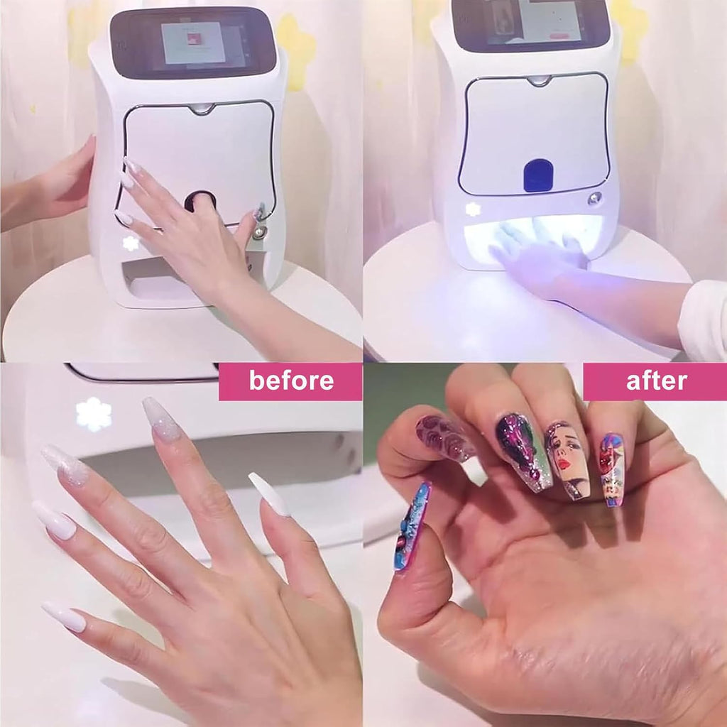 3D Automatic Smart Nail Printer, Portable Digital Mobile Nail Art Printer with Touch Screen Display, Nail Painter for Kid/Nail Studio/Nail Lovers, WiFi/DIY Nail Art Printer