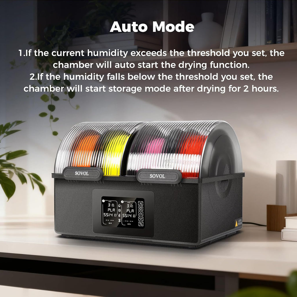 Sovol Filament Dryer 4 Spools, SH03 Dry Box with 85℃ Max Temp, Sealed Filament Storage Box with Auto Dehumiditification, Dual Independent Heating Chambers for PLA PETG ABS TPU ASA PC PA 1.75/2.85mm