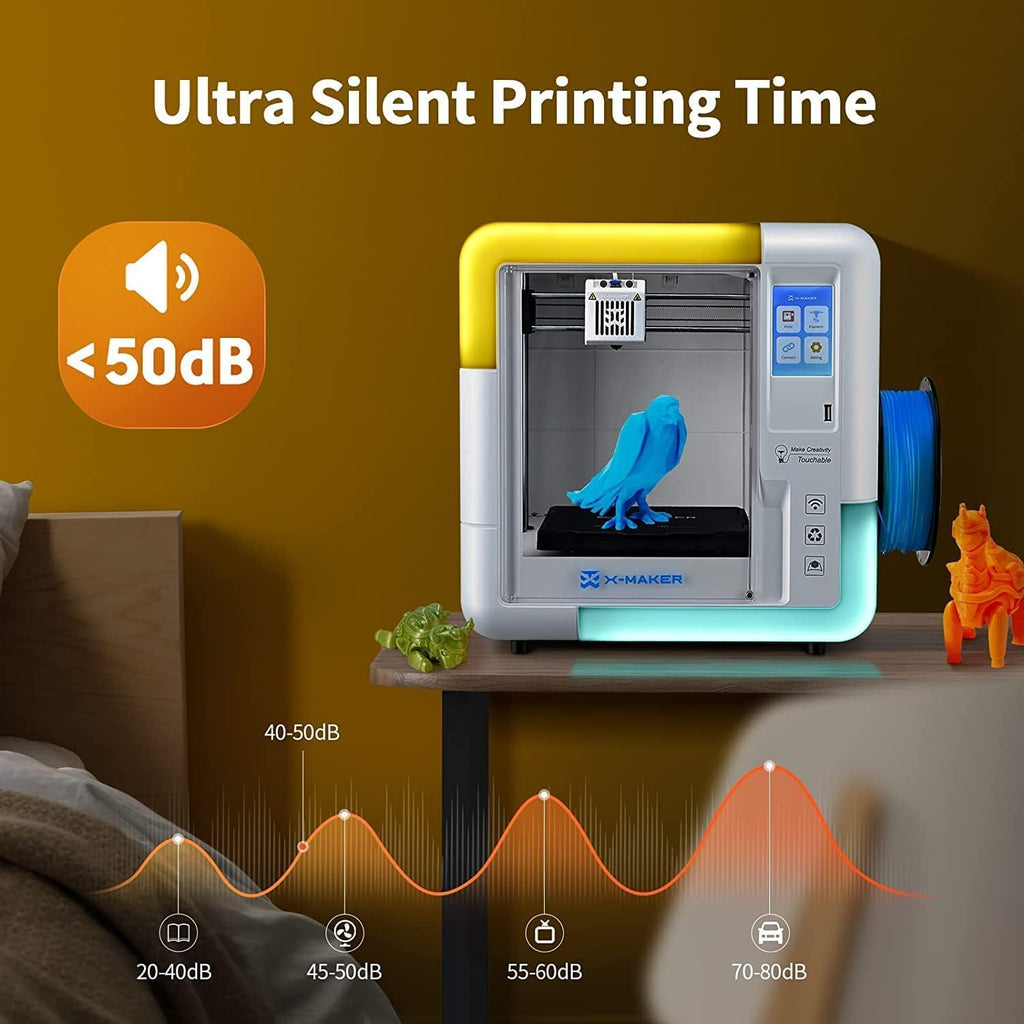 AOSEED X-Maker 3D Printer for Kids and Beginners, Fully Assembled High-Speed 3D Printer with Auto Leveling Bed, Wi-Fi Printing, High Precision Small 3D Print with App, PLA Filament Supported