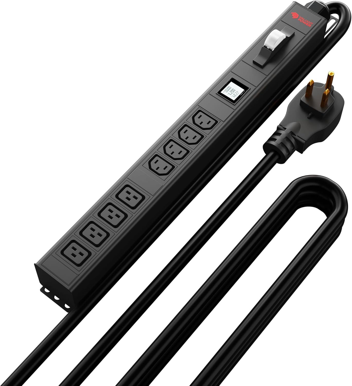 Surge Protection, Metered, Rack Mount PDU, Basic 220v/50a, L6-50P Input, (4-C13 & 4C19) Outlets, 1U Vertical Rackmount (C13) 3 Year Warranty 12,000 Watts Crypto Mining