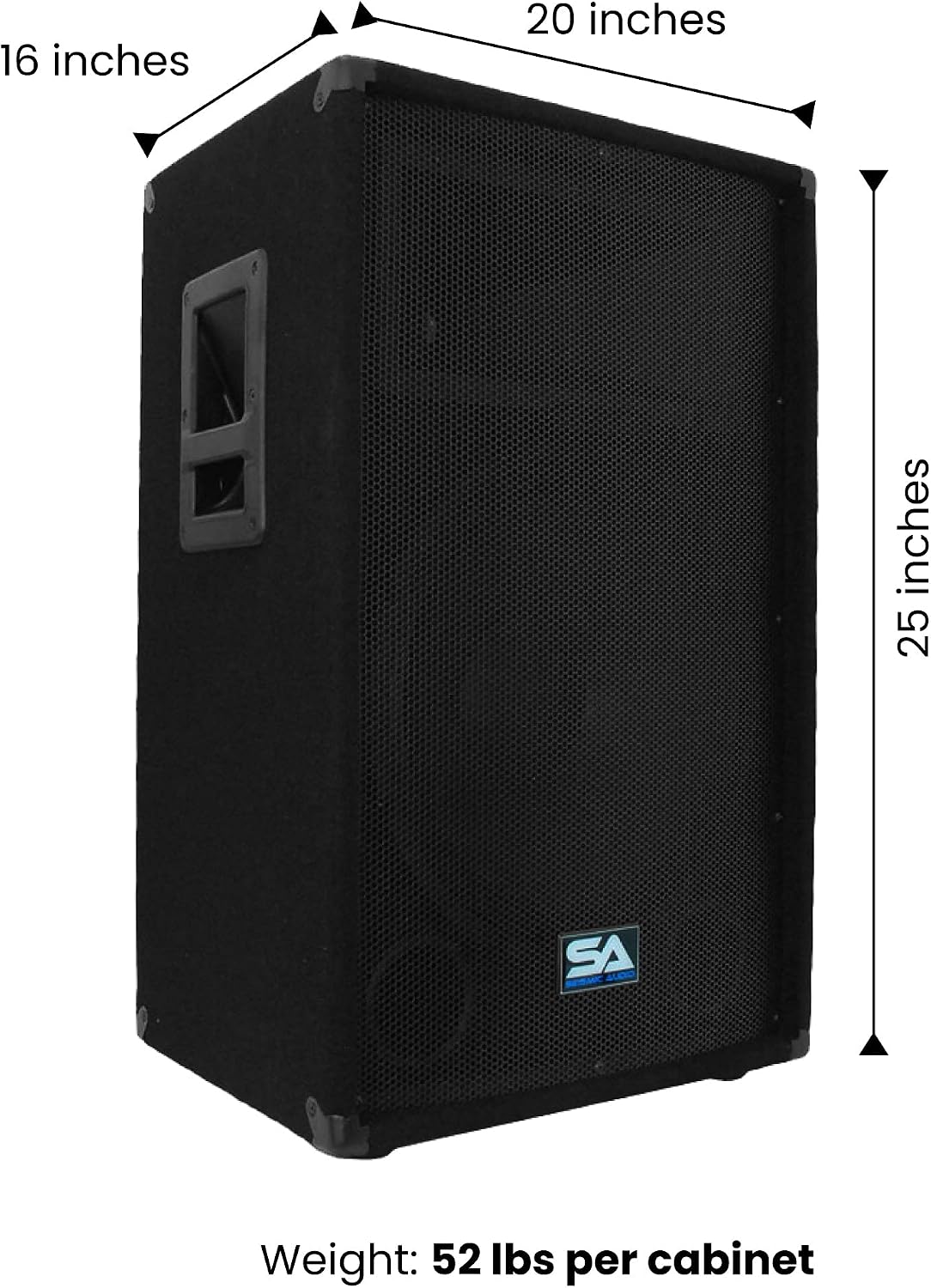SA-15T - Pair of 15 Inch PA/DJ/Band Speaker Cabinets with Titanium Horns Pro Audio 700 Watts RMS