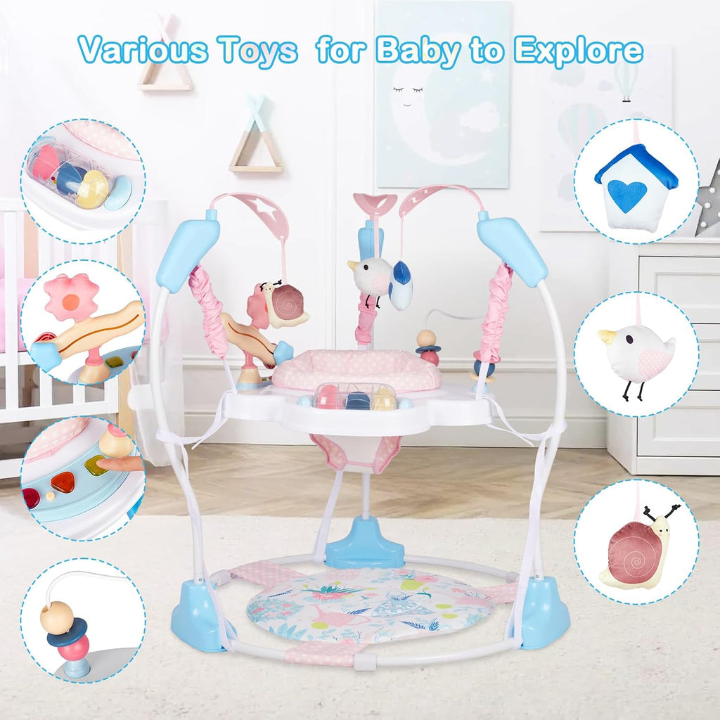 Baby Activity Center, Infant Jumpers and Bouncers with Music, Lights, Infant Toys, 360°Rotating Seat, 3 Adjustable Heights, Baby Play and Learning Center for 6+ Months