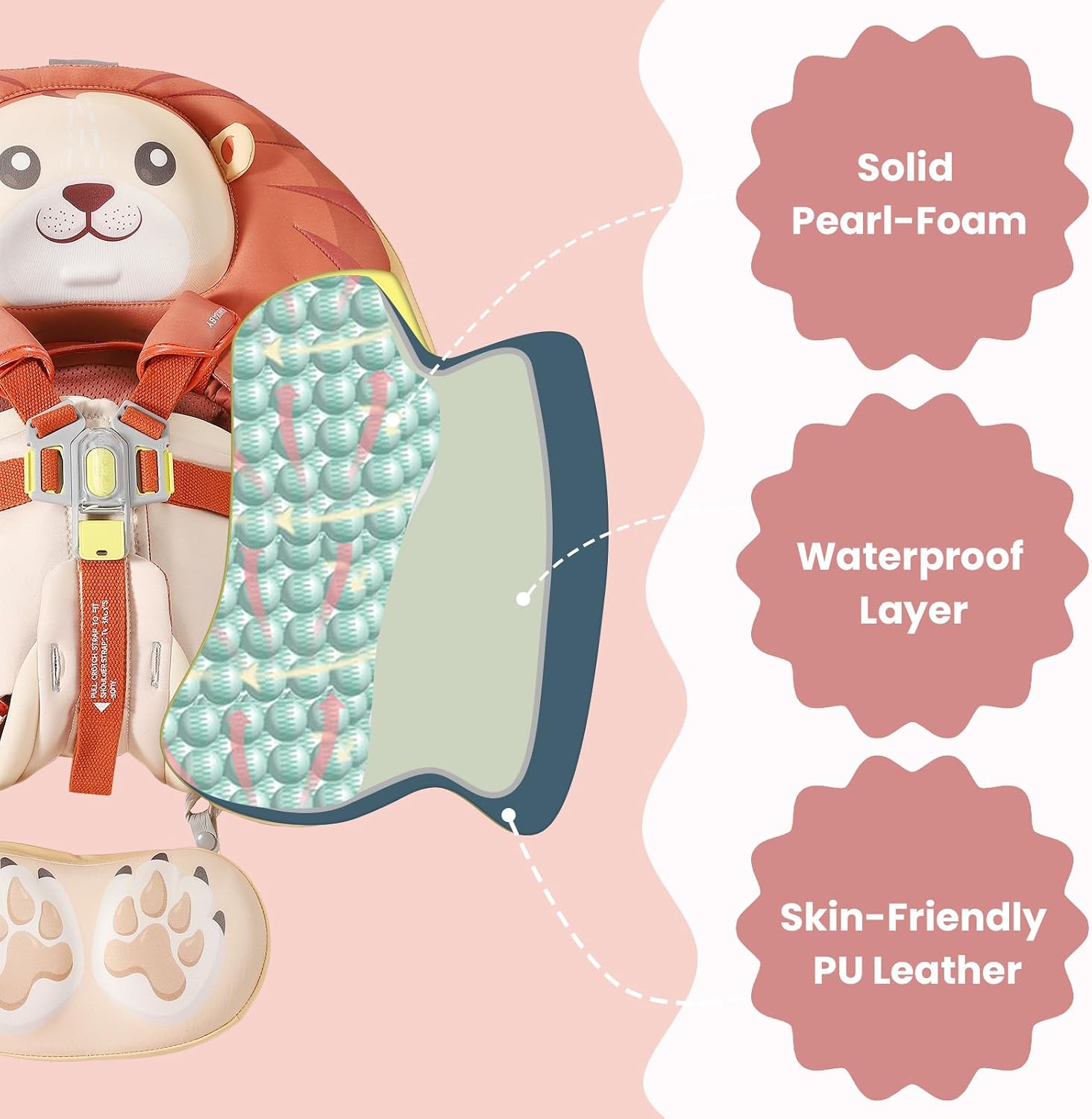 Mambobaby Float Deluxe Baby Pool Float: Safe & Comfortable Swim Trainer for Infants & Toddlers, Non-Inflatable Design, UV Protection Canopy, Fun Water Experience for Ages 3-24 Months