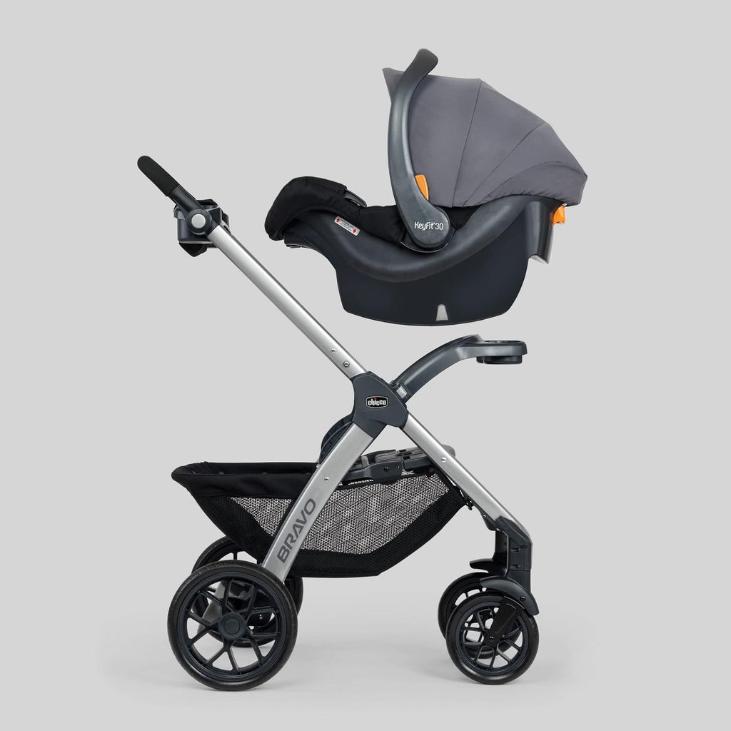 Chicco Bravo 3-in-1 Trio Travel System, Bravo Quick-Fold Stroller with KeyFit 30 Infant Car Seat and Base, Camden/Black