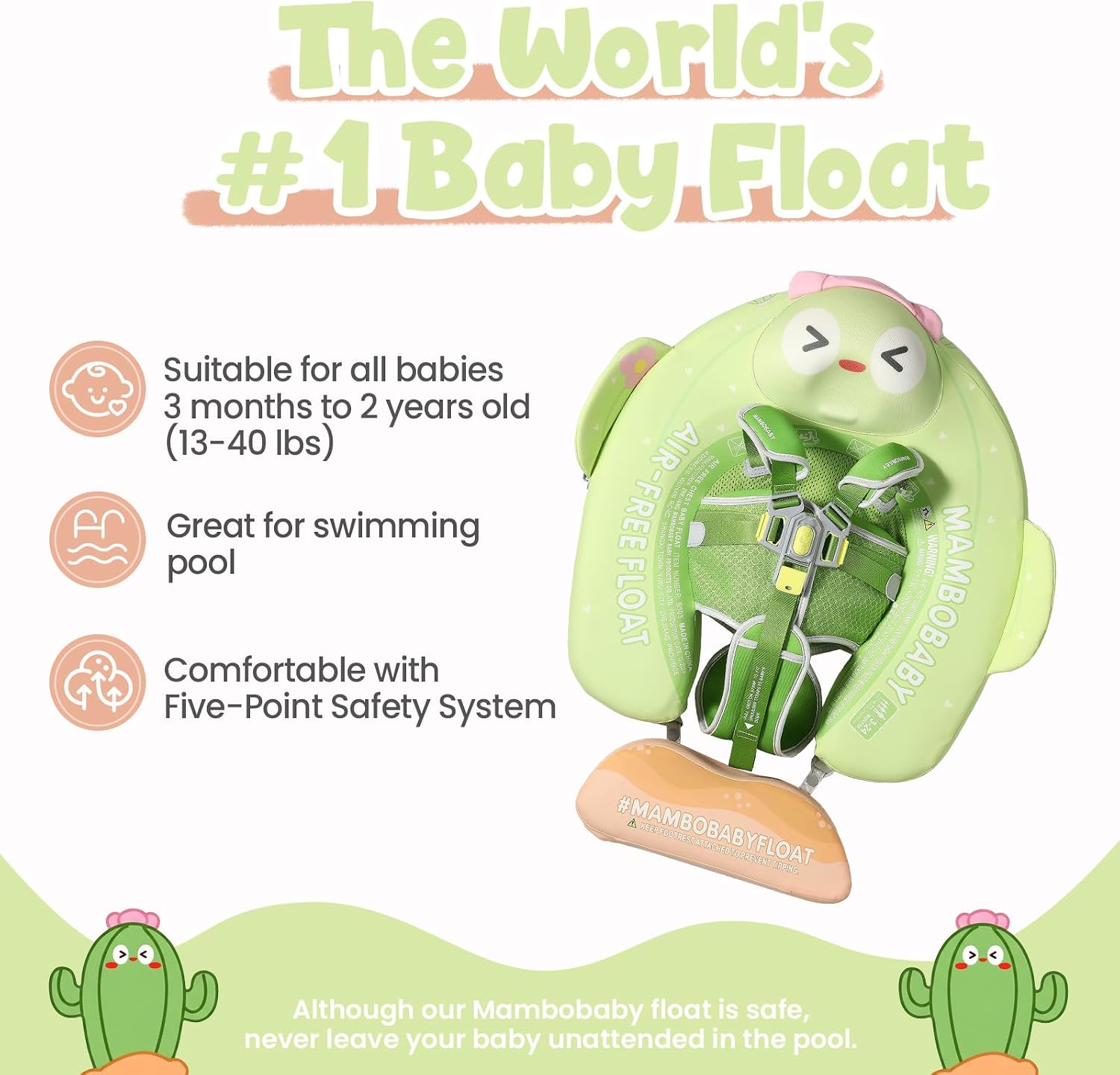 Mambobaby Float Deluxe Baby Pool Float: Safe & Comfortable Swim Trainer for Infants & Toddlers, Non-Inflatable Design, UV Protection Canopy, Fun Water Experience for Ages 3-24 Months