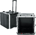 Gator Cases Lightweight Molded 10U Rack Case with Built-in Power Supply, Heavy Duty Latches, Retractable Tow Handle, and Recessed Wheels, 19.25' depth (GRR-10PL-US)