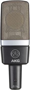AKG Pro Audio C214 Studio Grade Professional Large Diaphragm, Single Capsule, Vocal and Instrument Condenser Microphone with Rugged Aluminum Carrying Case. XLR Connector. Gray with Gold