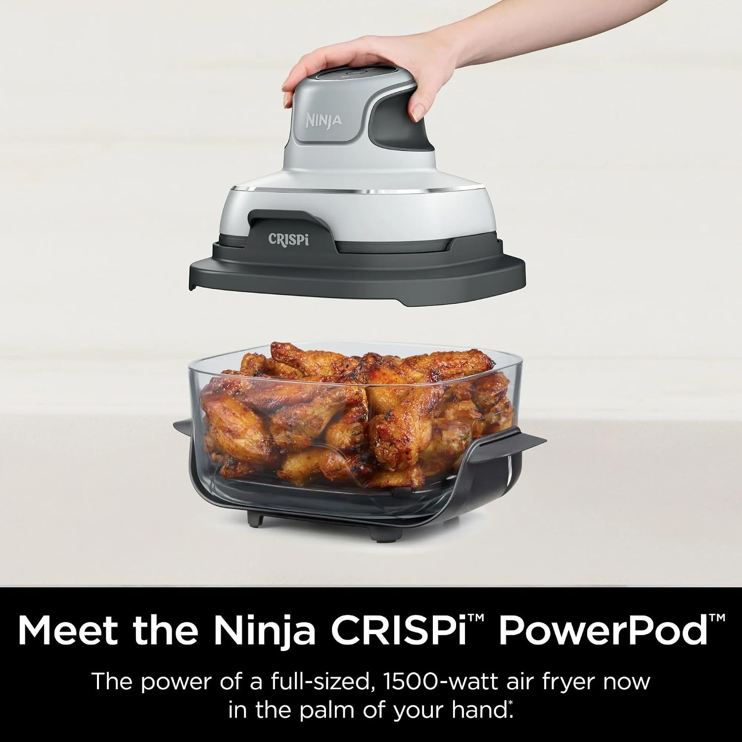 Ninja FN090 Crispi 3-in-1 4QT Portable Cooking System with TempWare Container, 1500W, Recrisp, Air Fry, & Max Crisp, Easy Storage, Crisper Plate, Lid, Cook, Serve & Store, White (Renewed)