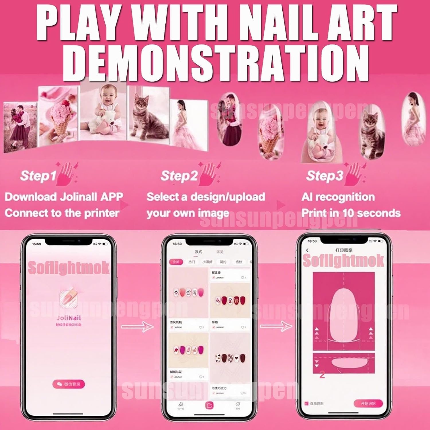 Nail Printer Nail Art Machine,Portable 3D Nail Painting Machine-Upgrade 2 Ink Cartridges,1000+ Designs, DIY Nail Printer Control Through Mobile App for Home Salon,Cute Girls Women Gift