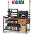 3D Printer Stand with Filament Storage – Tall 66' Heavy Duty Metal 3D Printer Table with Power Hub, Drawer & X-Bracket Stability for Workshop, Studio, Office