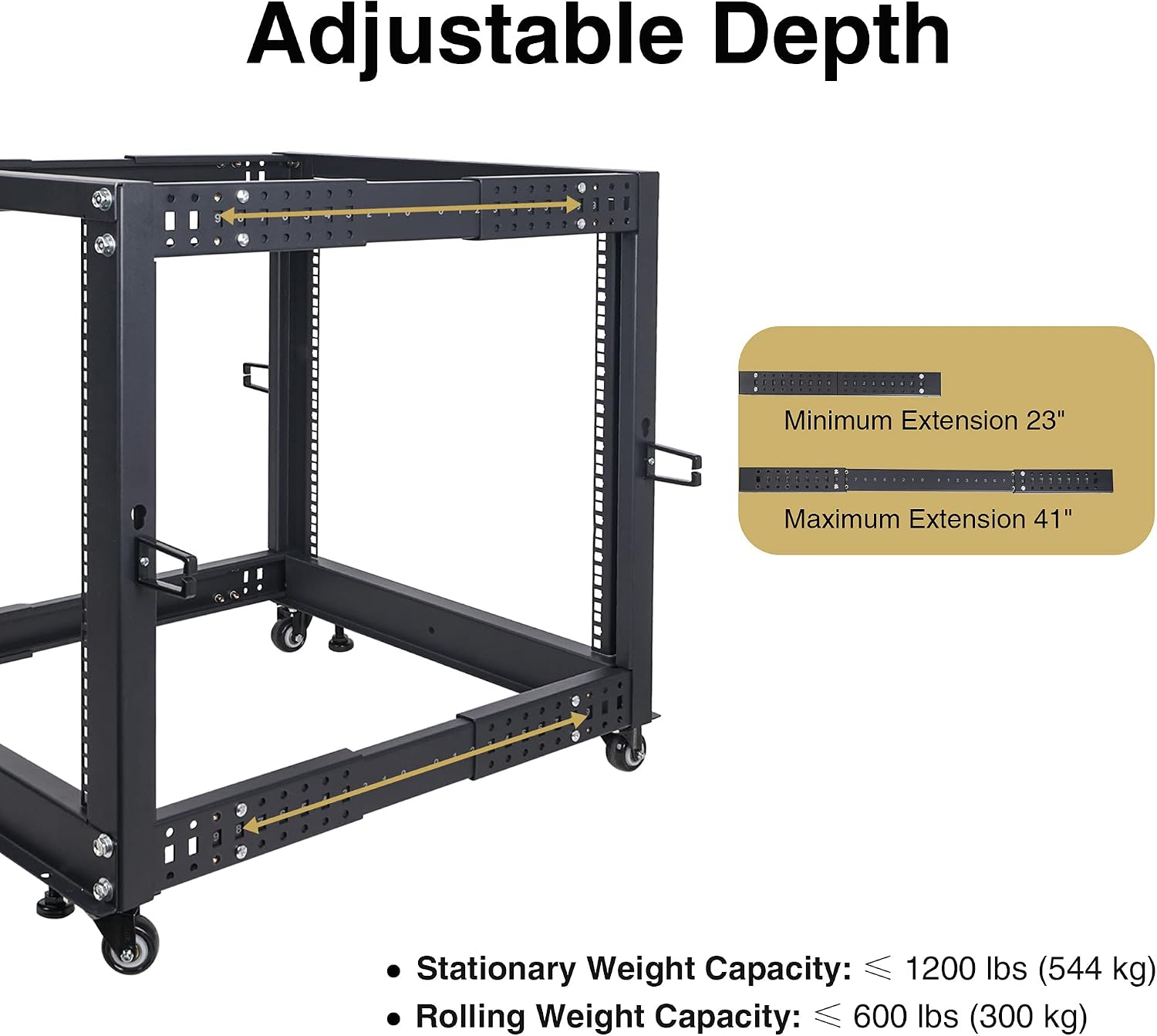 Sound Town 4-Post 15U Open Frame Sever and Network Equipment Rack with Adjustable Depth 22'-40', Casters, Levelers, Cable Management (ST4POF-A15U)