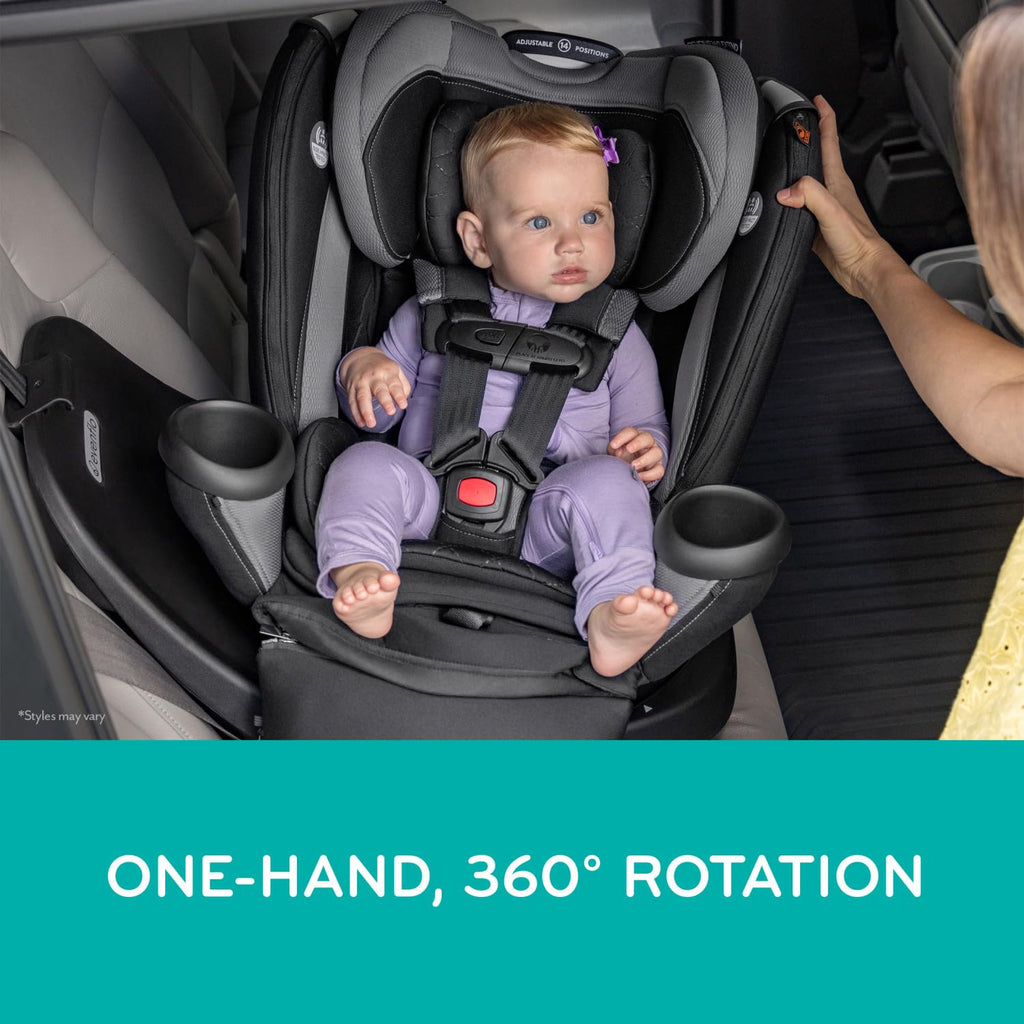 Evenflo Revolve360 Extend Convertible Car Seat with 360 Degree Rotation, Extended Rear-Facing, Forward-Facing, Booster Mode, and Secure Latch Install, Revere Gray