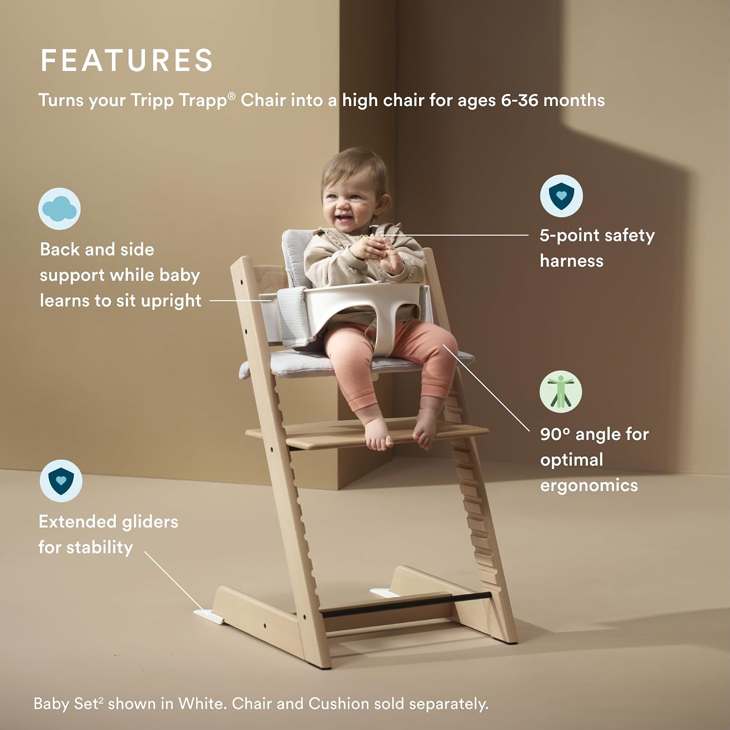 Stokke Tripp Trapp Baby Set 2, Heather Mauve - Ages 6-36 Months - Convert The Tripp Trapp Chair into a Comfortable High Chair - Includes Stokke Harness 2