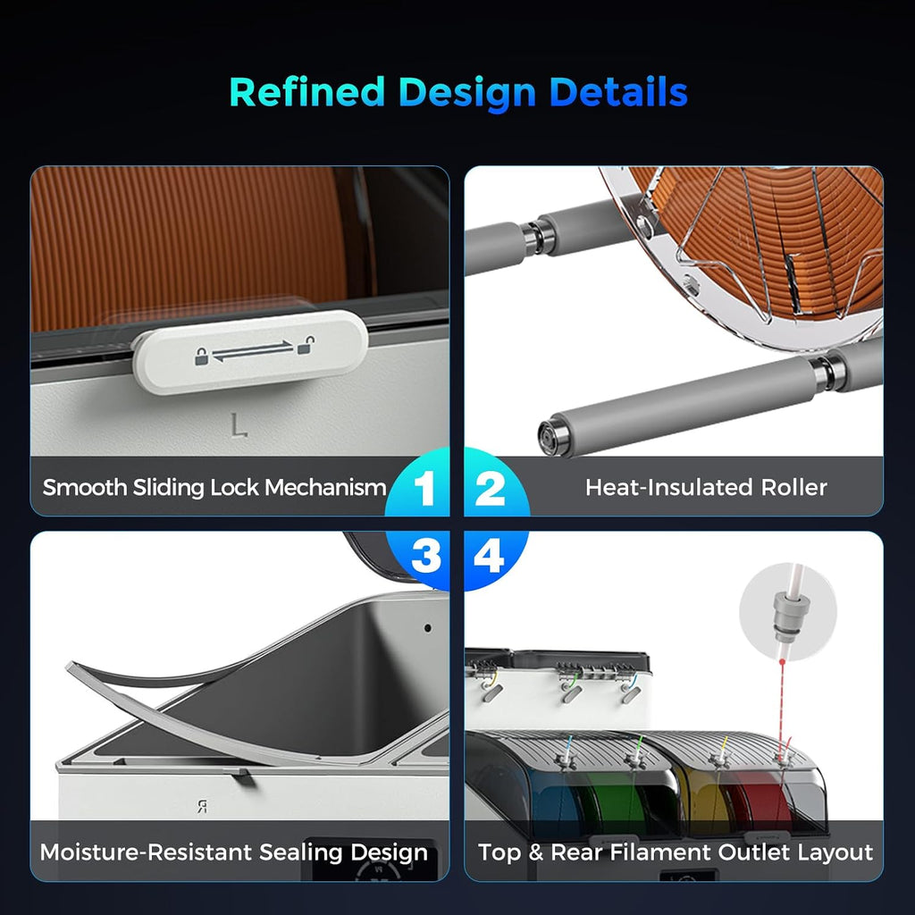 Creality Space Pi X4L Filament Dryer 4 Spool 3D Printer Dry Box with Dual Independent Heating Chambers 45–75°C Drying Timer Built-in Desiccant PLA PETG ABS TPU Nylon Compatible