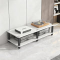 AV Media Stand, Stereo Rack with Thickened Board, Multi-Tier Open Storage Stereo Cabinet, Audio-Video Rack with Metal Tube, Record Player Stand for Theater(White,2 Tier 120x40x34cm)