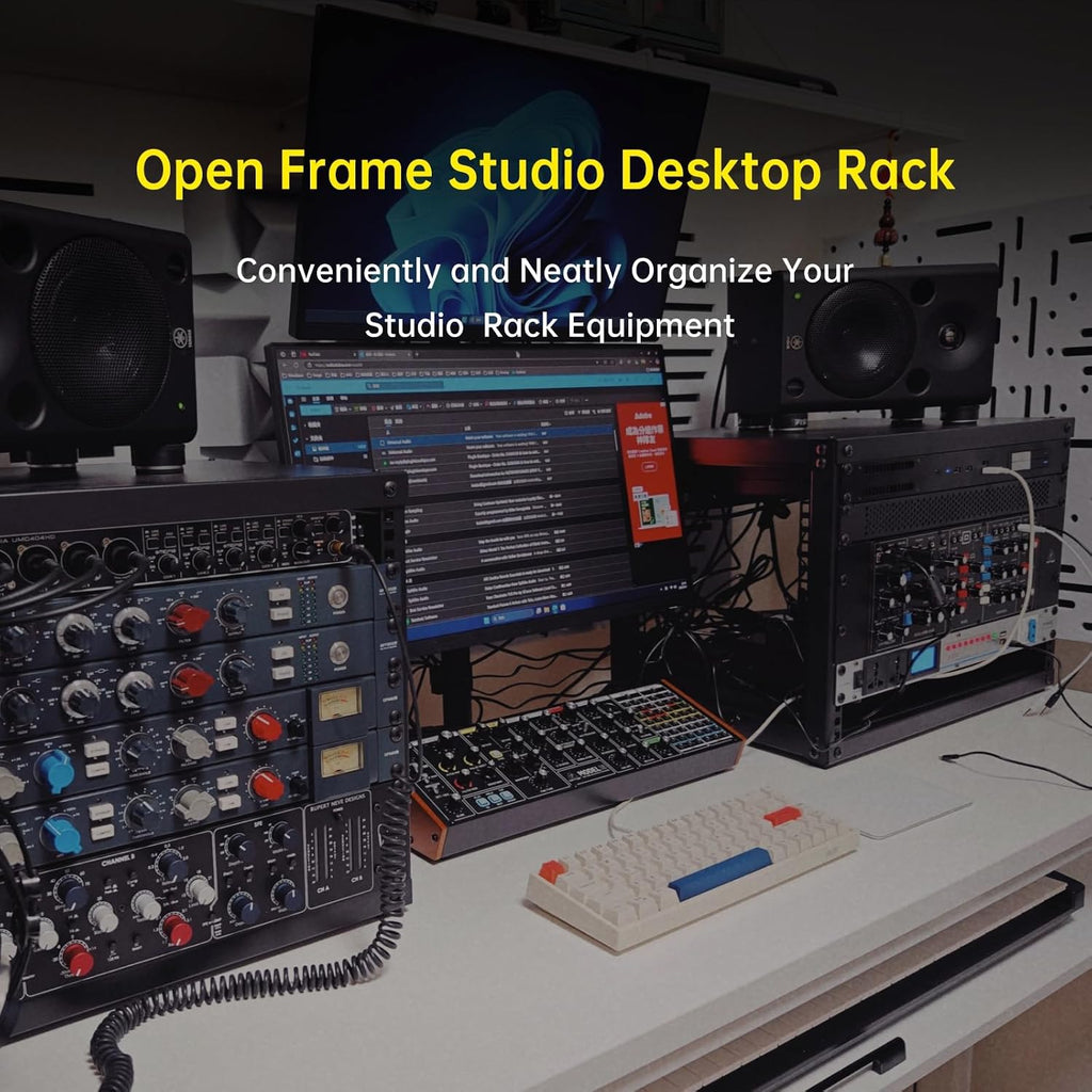 6U Open Frame Network Rack and 10-Outlet Power Sequencer Conditioner Bundle, Ideal for Audio, Networking, Studio, and Home Theater Equipment