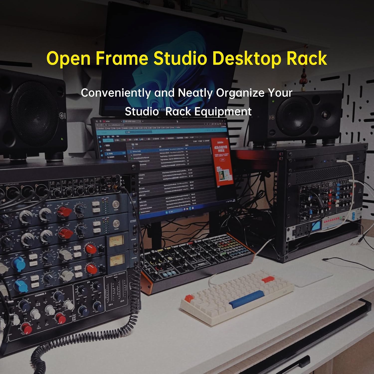 6U Open Frame Network Rack and 10-Outlet Power Sequencer Conditioner Bundle, Ideal for Audio, Networking, Studio, and Home Theater Equipment