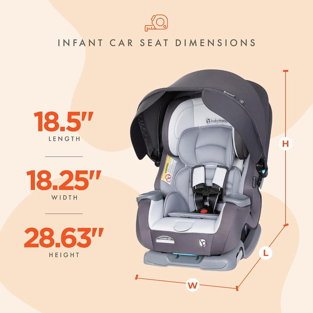 Baby Trend Cover Me 4-in-1 Car Seat Convertible Infant Toddler Rotating Safety Seat with Adjustable/Removable Canopy and 2 Cup Holders, Stormy Gray