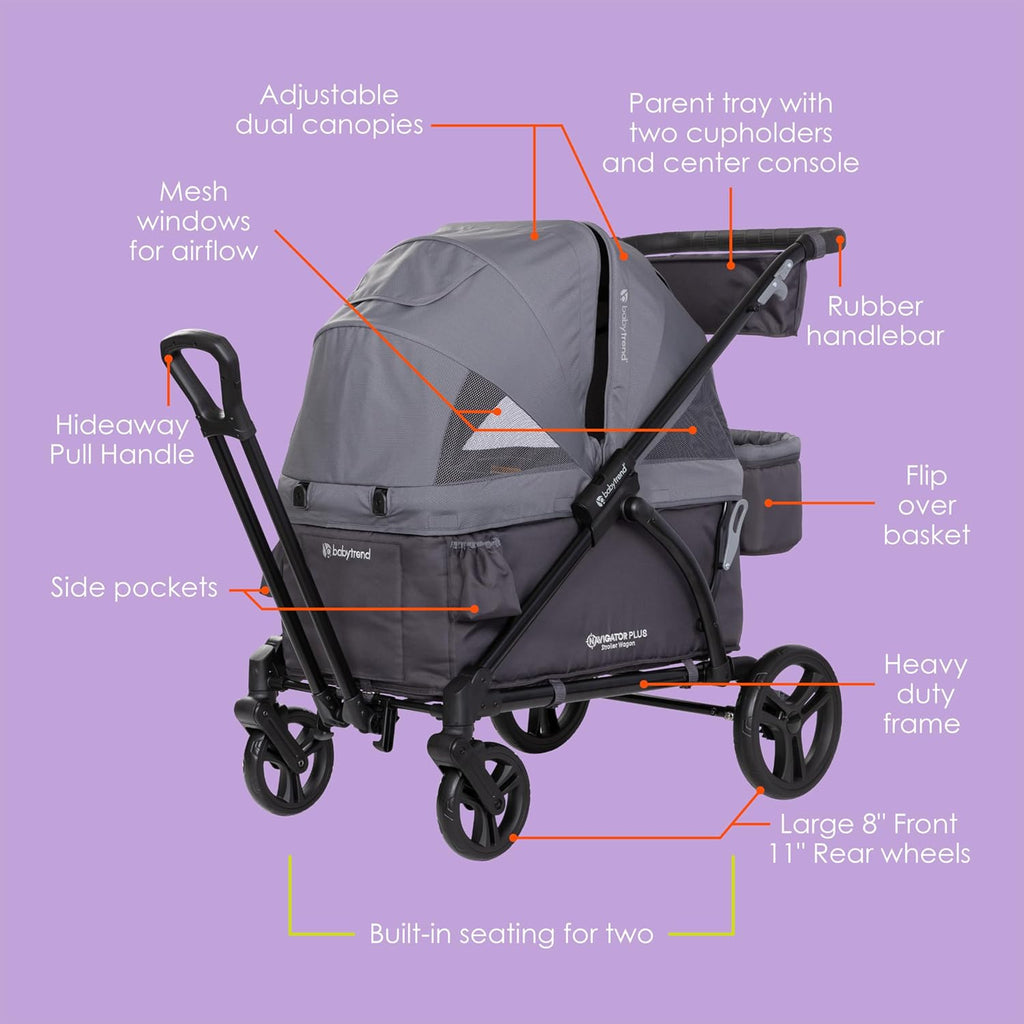 Baby Trend Navigator Plus 2-in-1 Stroller Wagon, Dash Midnight