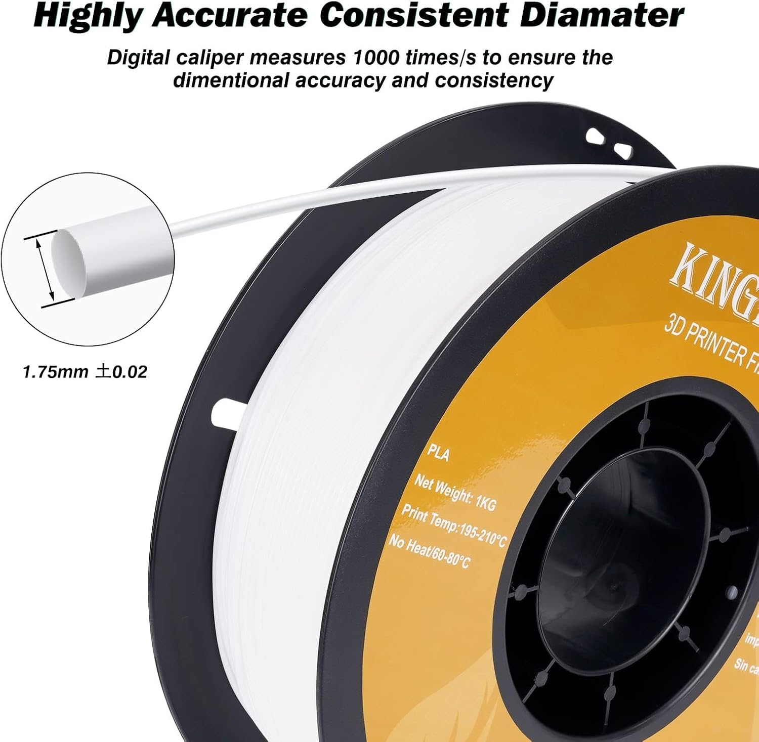 Kingroon PLA Plus 3D Printer Filament,PLA+ 16 Rolls,Dimensional Accuracy +/-0.03mm,16kg Spool(35.3lbs),1.75 mm,2White 2Grey 2Black Red Blue Green Yellow Silver Skin Purple Transparentwhite Orange Gold