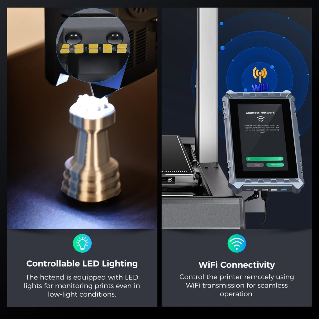 Sovol T500 3D Printer Max Speed up to 500mm/s, Upgraded with 7'' Klipper Touch Screen 300℃ High Temp Hotend 95% Pre-Assembly 49-Point Auto Leveling 19.68 * 19.68 * 19.68in