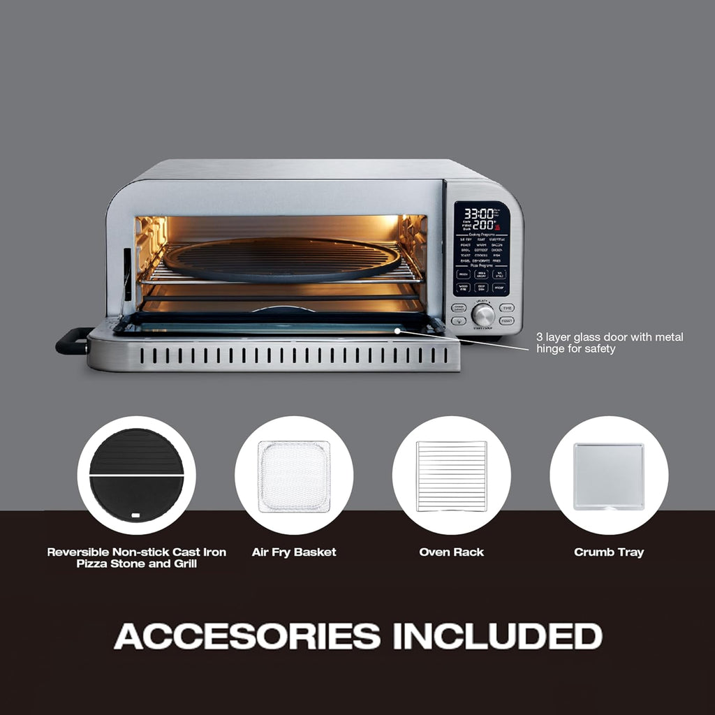 Salton Pizzadesso – Ultra High Heat Professional Pizza Oven & Air Fryer Combo | 800°F/430°C | Air Fry Technology | 15 Cooking Functions | Toaster Oven for Steak, Veggies, Wings, Cake, Pizza, and More