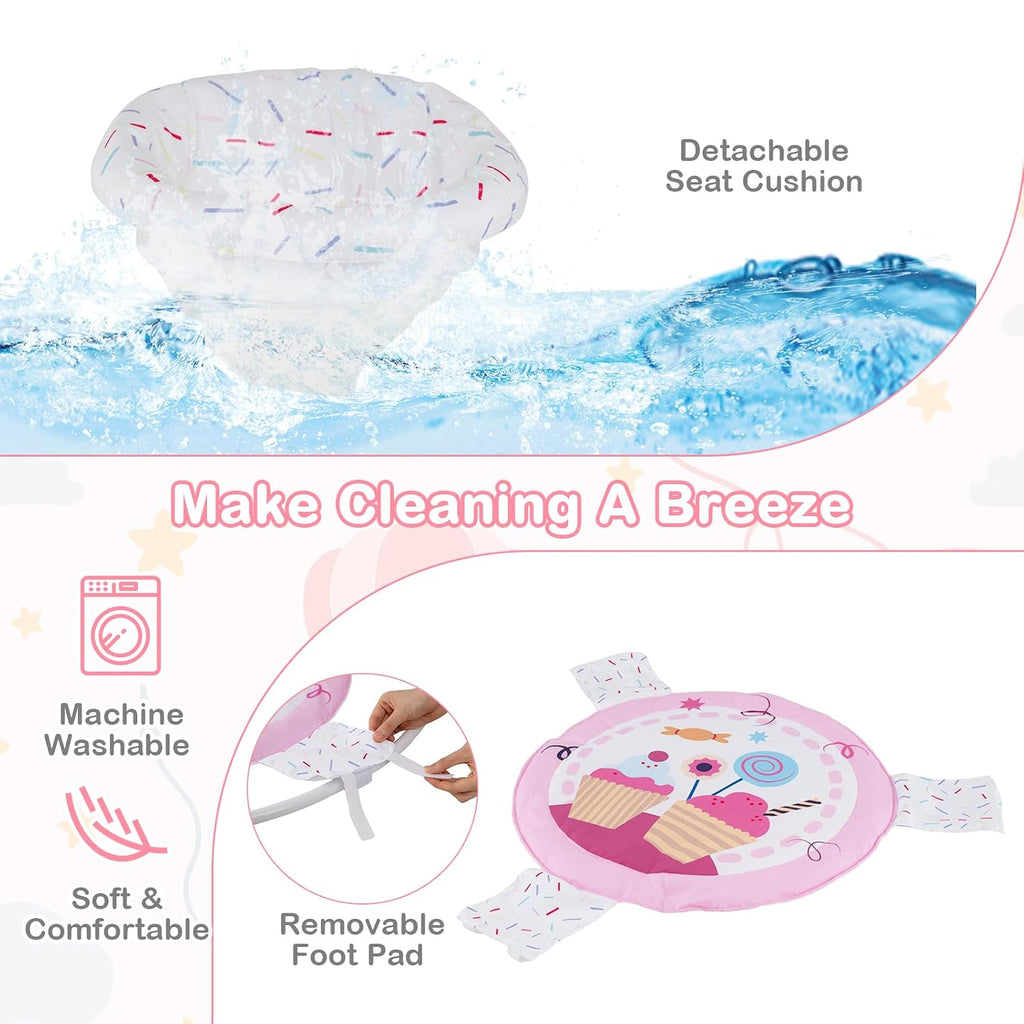 HONEY JOY Baby Bouncer Activity Center, Infant Jumper and Table w/ 360° Rotary Seat, 3 Adjustable Heights, Mat, Music, Lights, Sounds & Developmental Toys, Activity Center for Babies (Pink)