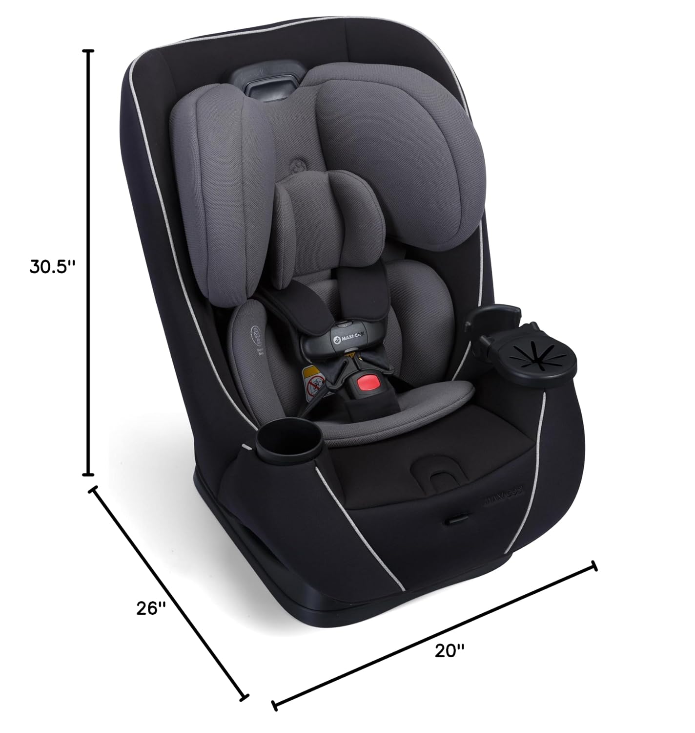 Maxi-Cosi Pria Max+ All-in-One Baby Convertible Car Seat, Rear Facing, Forward Facing Infant Toddler Booster, Easy Latch Install, Magnetic Buckle, Adjustable Harness, Cup Holders, Sea Shadow